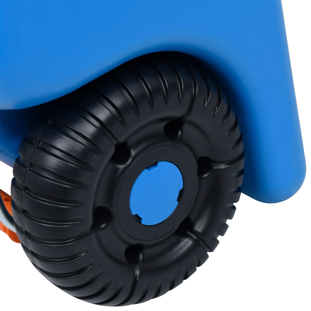 Detail van de stevige zwarte wiel van de vidaXL 25 L watertank op wielen.