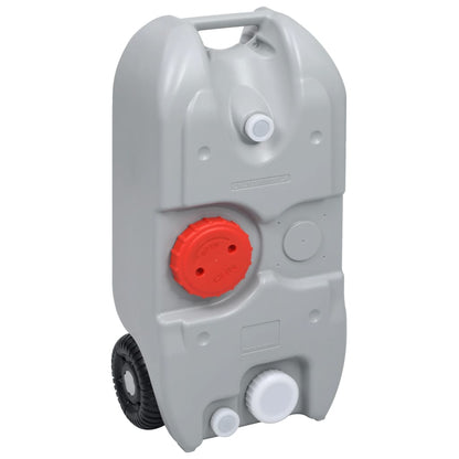 Grijze vidaXL watertank van 40 liter met wielen en handgreep, zijaanzicht.