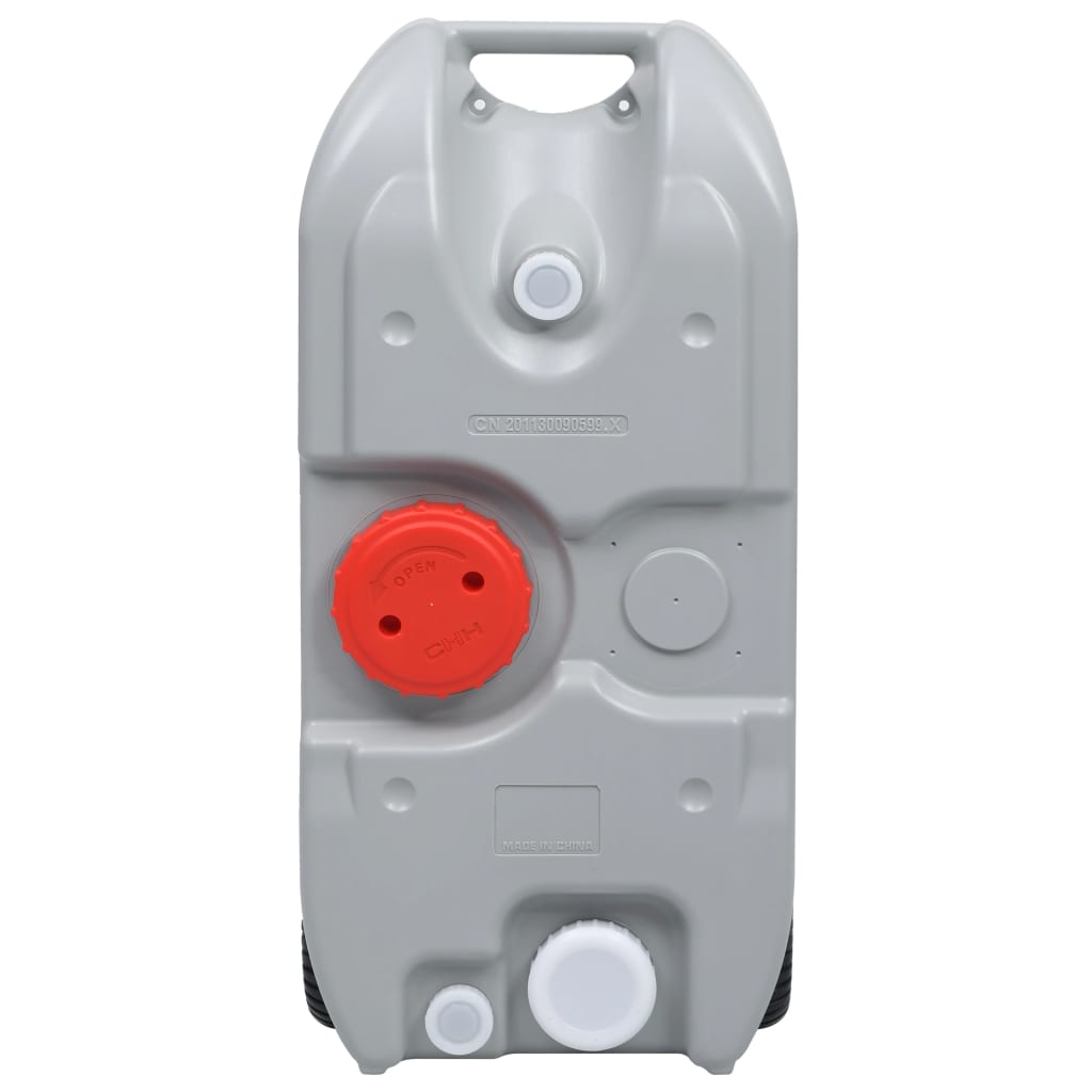 Detail van de vidaXL watertank van 40 liter met rode en witte uitlaten.