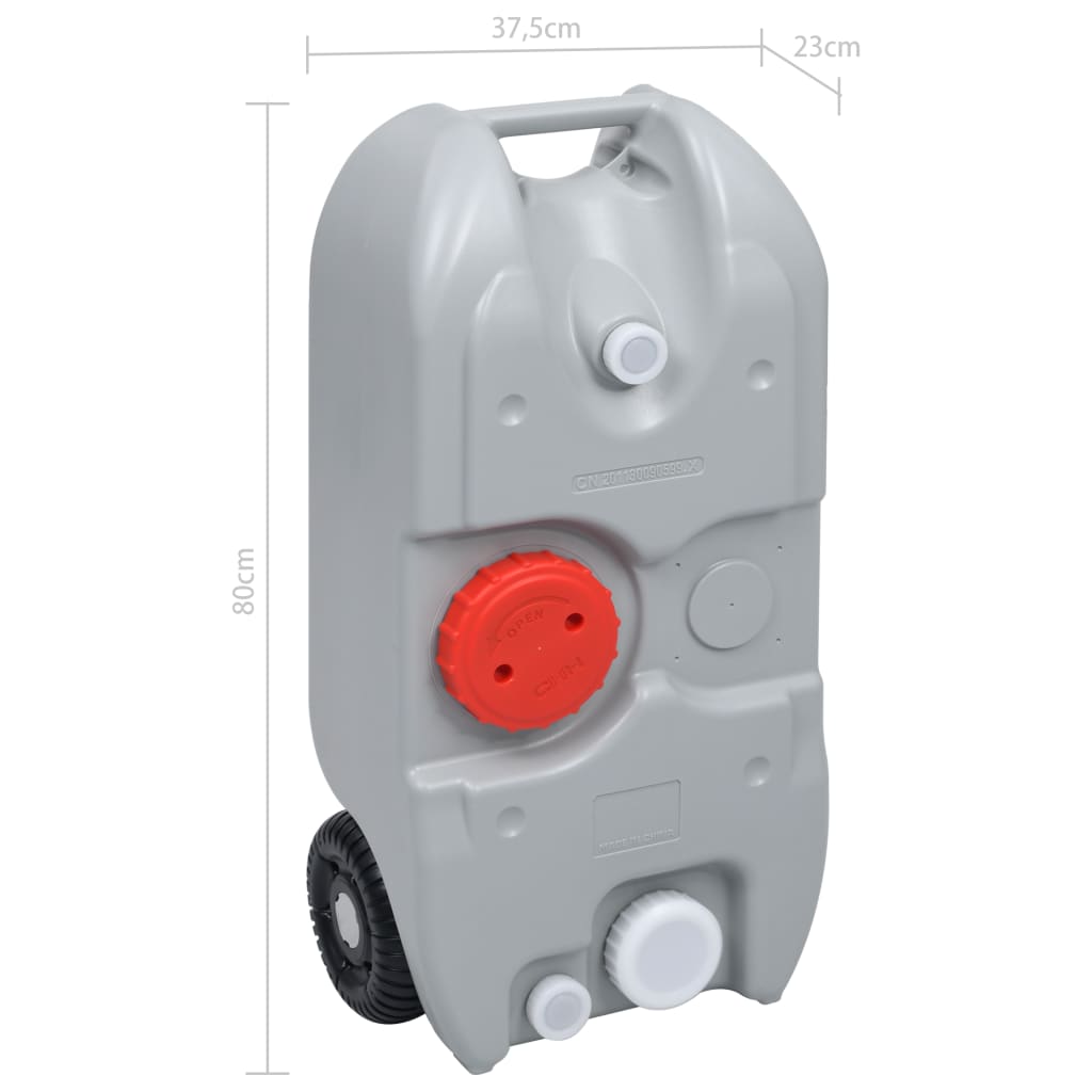 Detail van de vidaXL watertank op wielen, met verschillende wateruitlaten en handgreep.