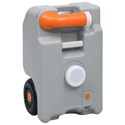Grijze vidaXL watertank van 25 L met wielen en verstelbaar handvat, zijaanzicht.
