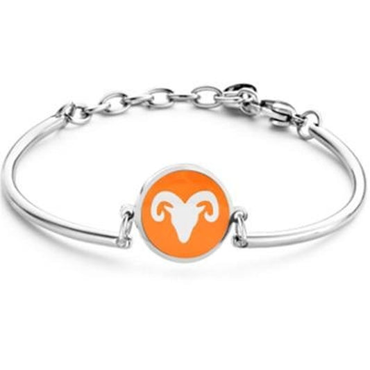 Zilverkleurige CO88 Collection armband voor dames met een elegante afwerking en een opvallend oranje detail.