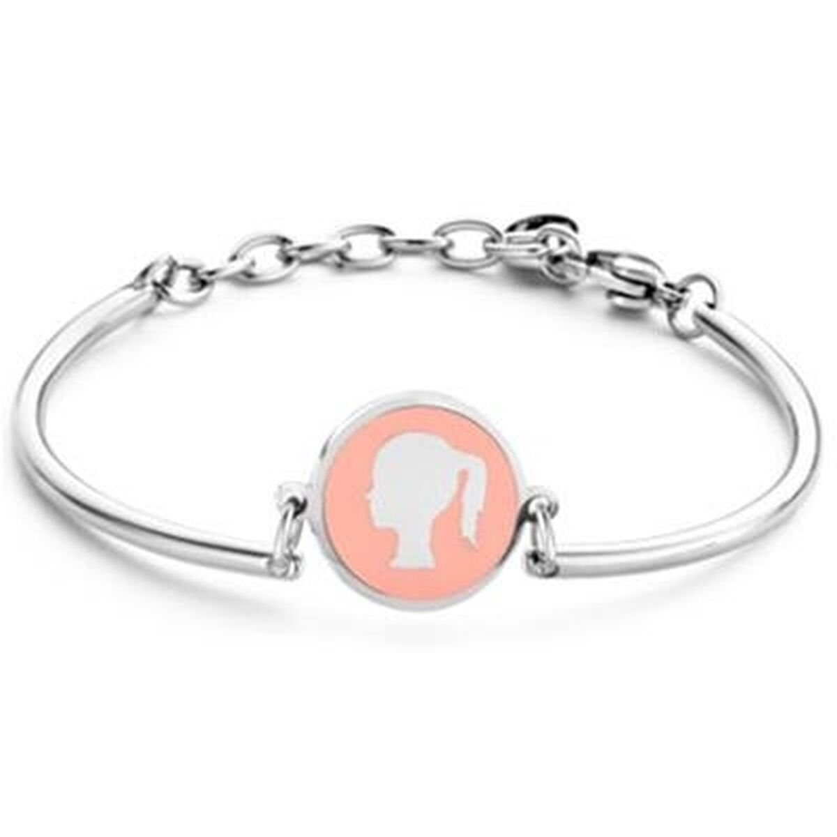Zilverkleurige CO88 Collection armband voor dames met een elegante silhouetbedel.