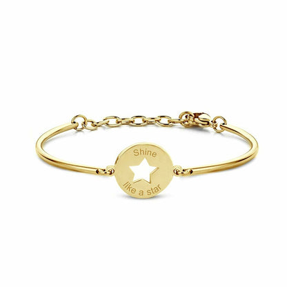 Detail van de CO88 Collection gouden armband met ster en gravure "Shine like a star".