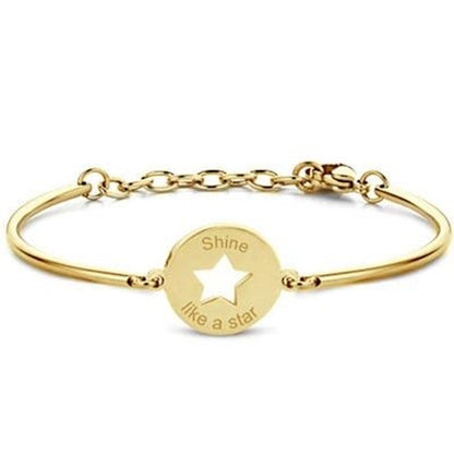 Gouden CO88 Collection armband voor dames met ster en 'Shine like a star' gravure.