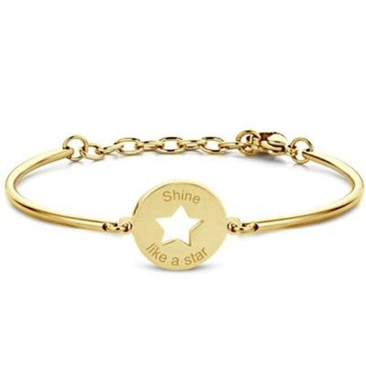 Gouden CO88 Collection armband voor dames met ster en 'Shine like a star' gravure.