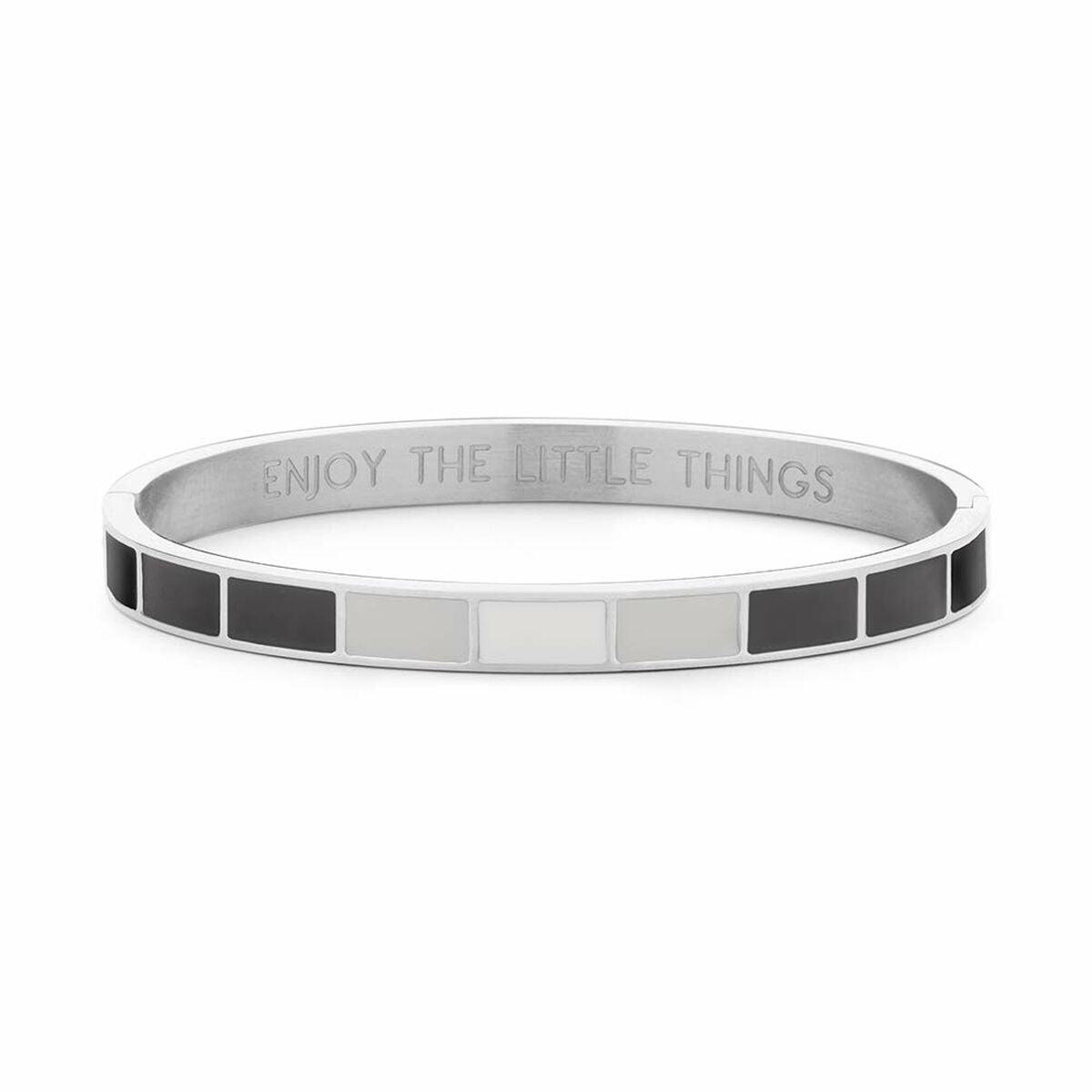 Zijaanzicht van de zilverkleurige CO88 Collection armband met kleurrijke details.