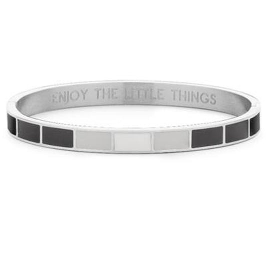Zilverkleurige CO88 Collection armband met elegante details en inscriptie "ENJOY THE LITTLE THINGS".