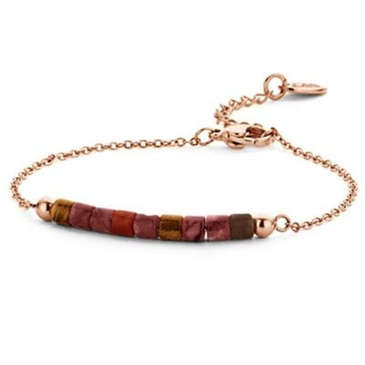Elegante CO88 Collection armband voor dames in rood met kleurrijke kralen.