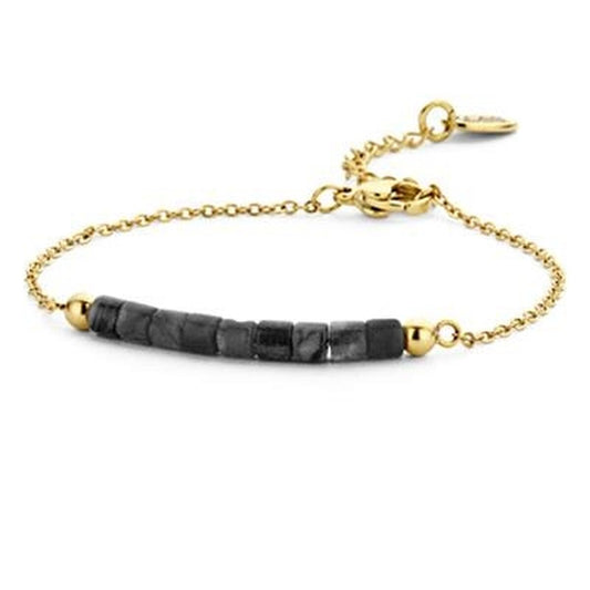 Gouden CO88 Collection armband met elegante zwarte stenen en een verfijnd design.