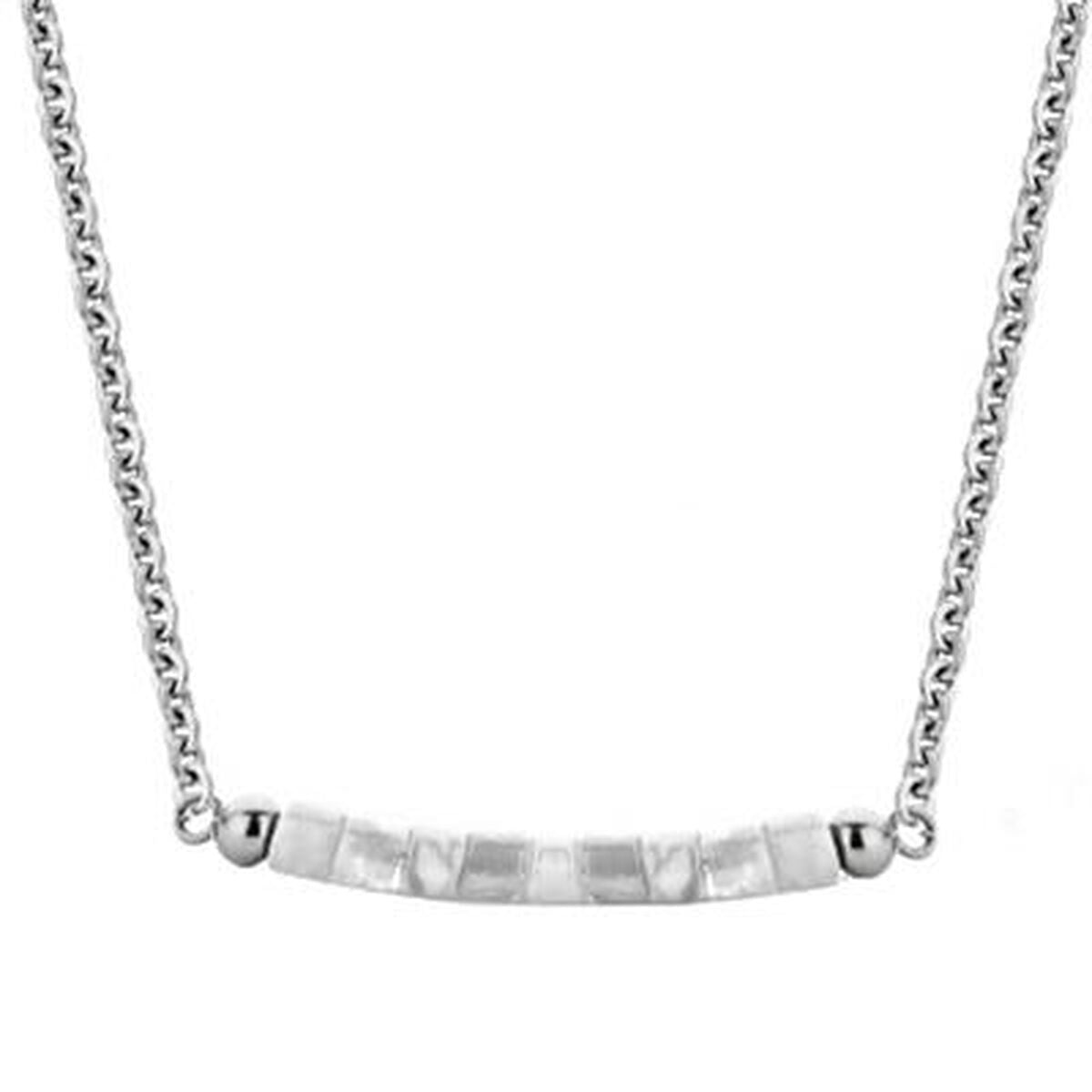 Zilverkleurige CO88 Collection ketting voor dames met elegante schakel en subtiele pareldetails.