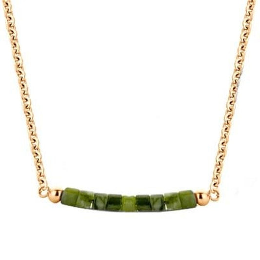 Gouden CO88 Collection damesketting met groene edelstenen en elegante afwerking.