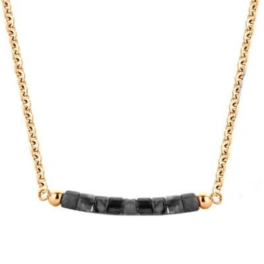 Gouden CO88 Collection damesketting met elegante zwarte stenen in het midden.