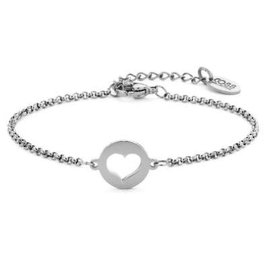 Zilverkleurige CO88 Collection armband voor dames met een elegant hartontwerp.
