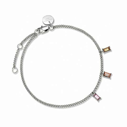 Rosefield damesarmband van roestvrij staal met verstelbare lengte en kleurrijke stenen.