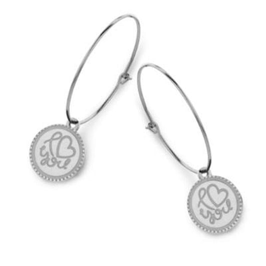 Zilverkleurige CO88 Collection oorbellen met een elegante hartvormige hanger.
