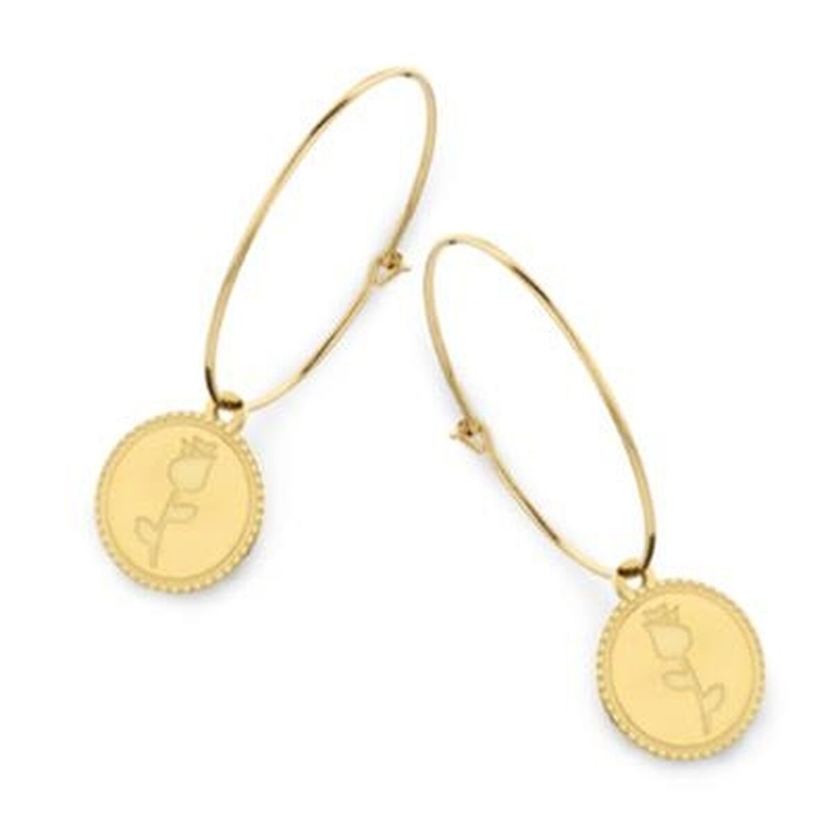 Gouden CO88 Collection oorbellen met elegante ronde hangers en verfijnde details.