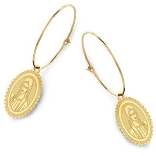 Gouden CO88 Collection oorbellen met elegante hangers in ovale vorm.