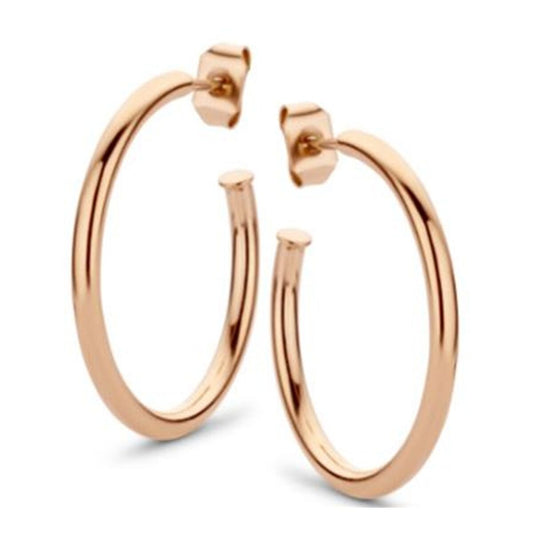 Elegante roségouden CO88 Collection oorbellen met een strakke, ronde vorm.