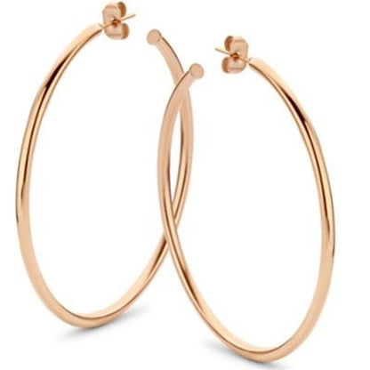 Roze gouden CO88 Collection oorbellen met een elegant ontwerp en grote hoepelvorm.