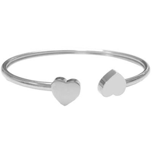 Zilverkleurige CO88 Collection armband voor dames met hartvormige uiteinden.