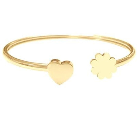 Gouden CO88 Collection armband voor dames met hart- en bloemvormige details.