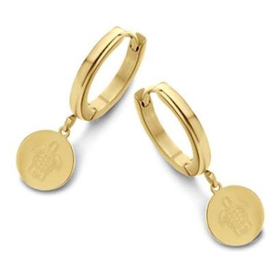 Gouden CO88 Collection oorbellen met elegante hangers en verfijnde afwerking.