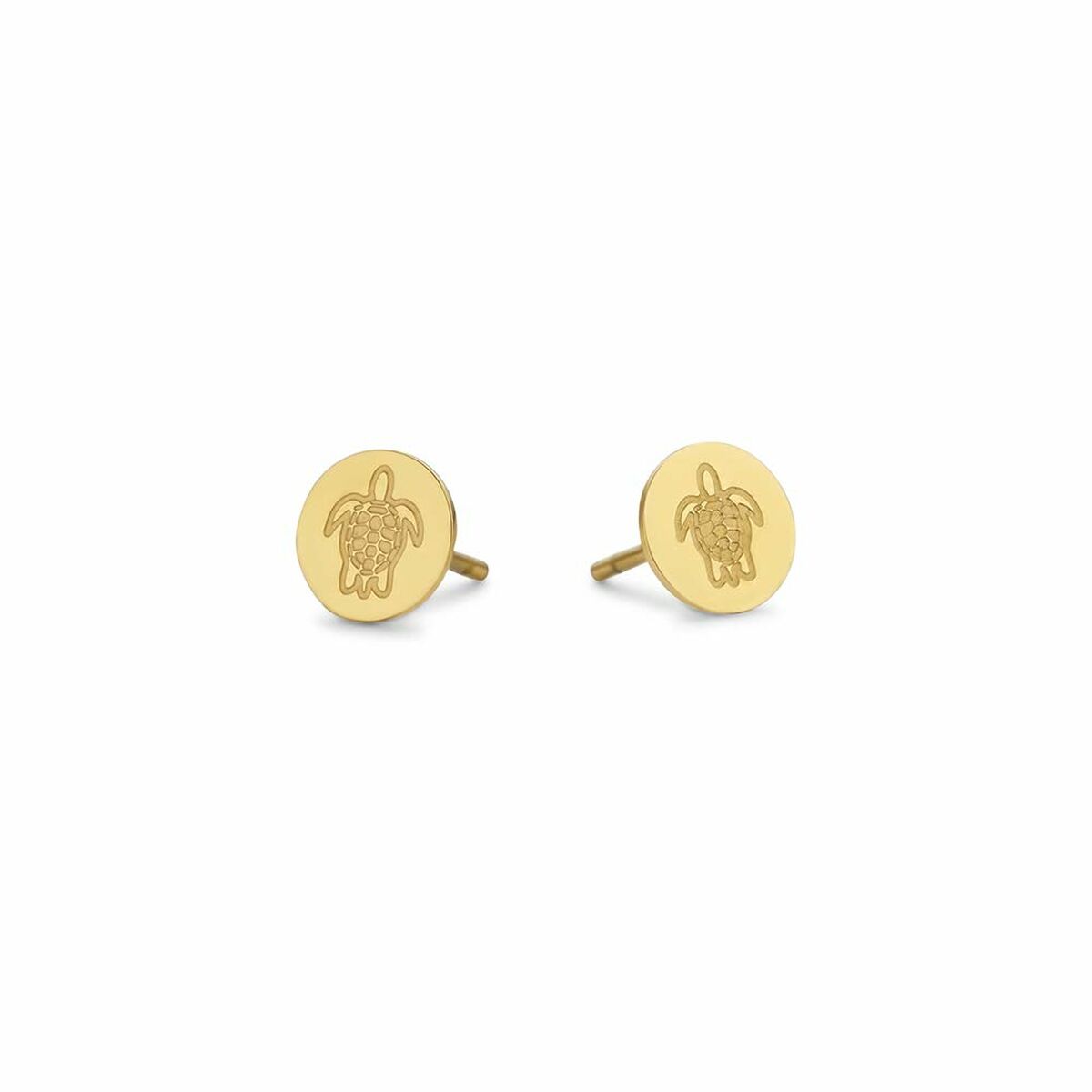 Detail van de gouden CO88 Collection oorbellen met een elegante schildpadmotief.
