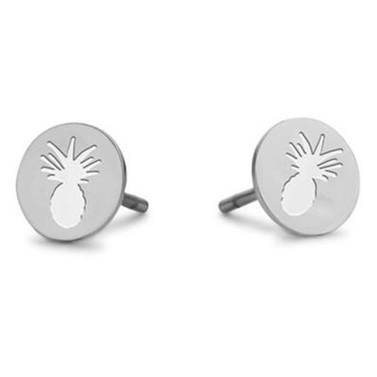 Zilverkleurige CO88 Collection oorbellen met een elegant ananasontwerp.
