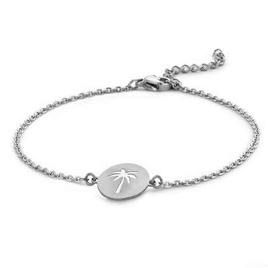 Zilverkleurige CO88 Collection armband met palmboomdetail, elegante stijl voor dames.