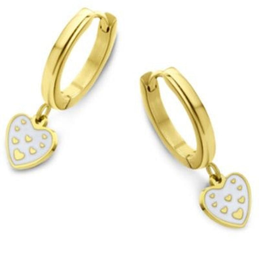 Gouden CO88 Collection oorbellen met hartvormige hangers voor een elegante uitstraling.