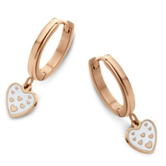 Elegante roségouden CO88 Collection oorbellen met hartvormige hangers.
