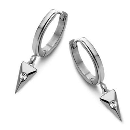 Zilverkleurige CO88 Collection oorbellen met elegant design en een moderne puntvorm.