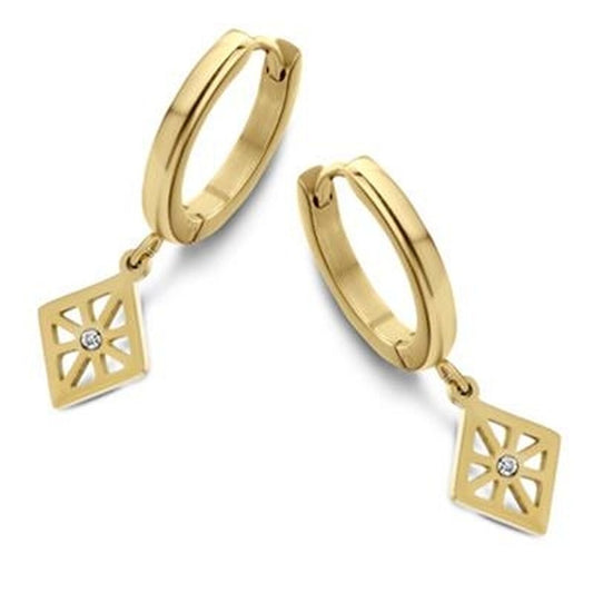 Gouden CO88 Collection oorbellen met een elegant ontwerp en een diamantvormige hanger.