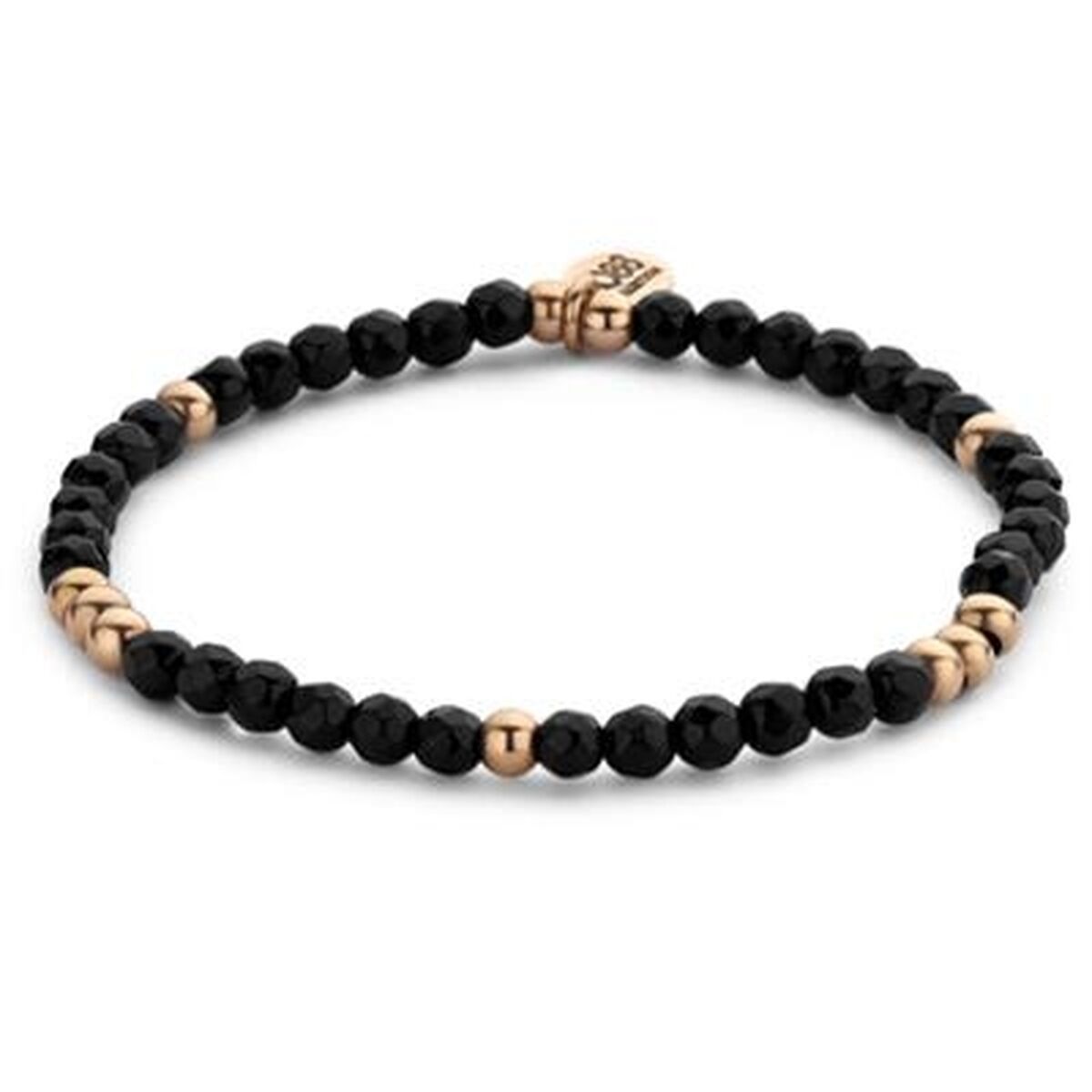 Elegante zwarte CO88 Collection armband voor dames met gouden accenten.