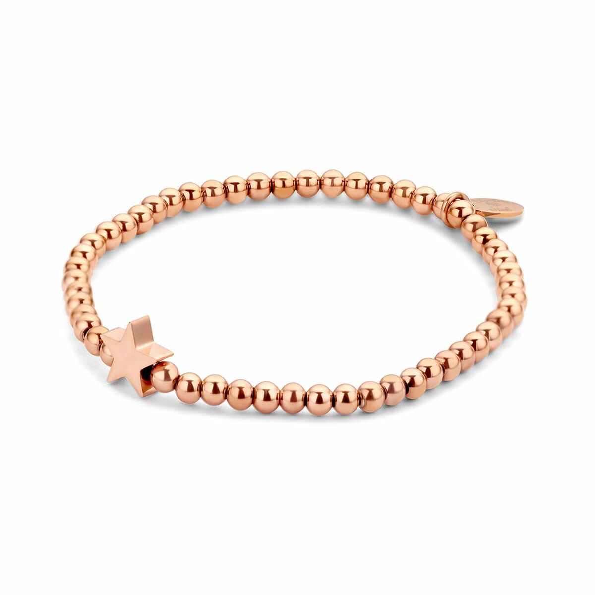 Detail van de roségouden CO88 Collection armband met stervormige bedel.