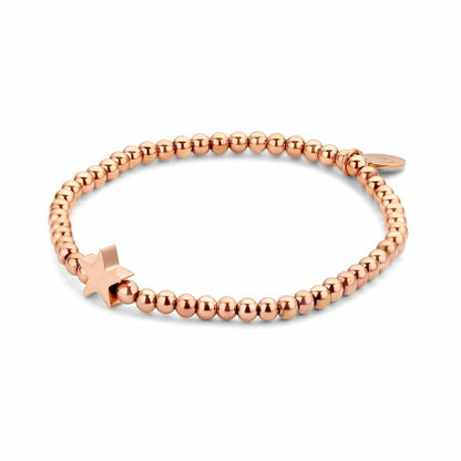 Detail van de roségouden CO88 Collection armband met stervormige bedel.