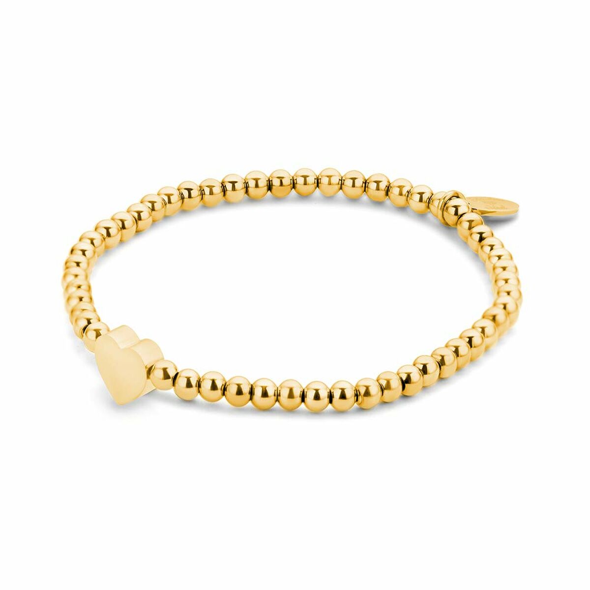 Close-up van de gouden CO88 Collection armband met een elegante hartvormige detail.