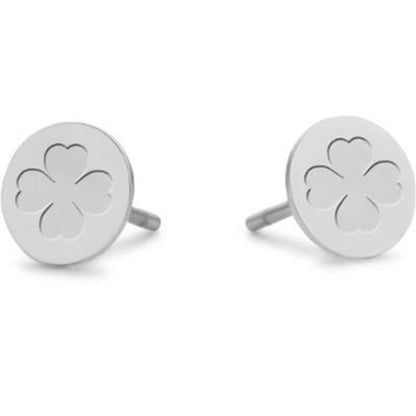 Zilverkleurige CO88 Collection oorbellen met elegante bloemmotief en ronde vorm.
