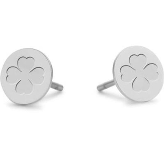 Zilverkleurige CO88 Collection oorbellen met elegante bloemmotief en ronde vorm.