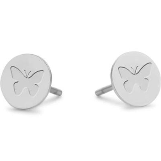 Zilverkleurige CO88 Collection oorbellen met vlinderontwerp, elegant en tijdloos.