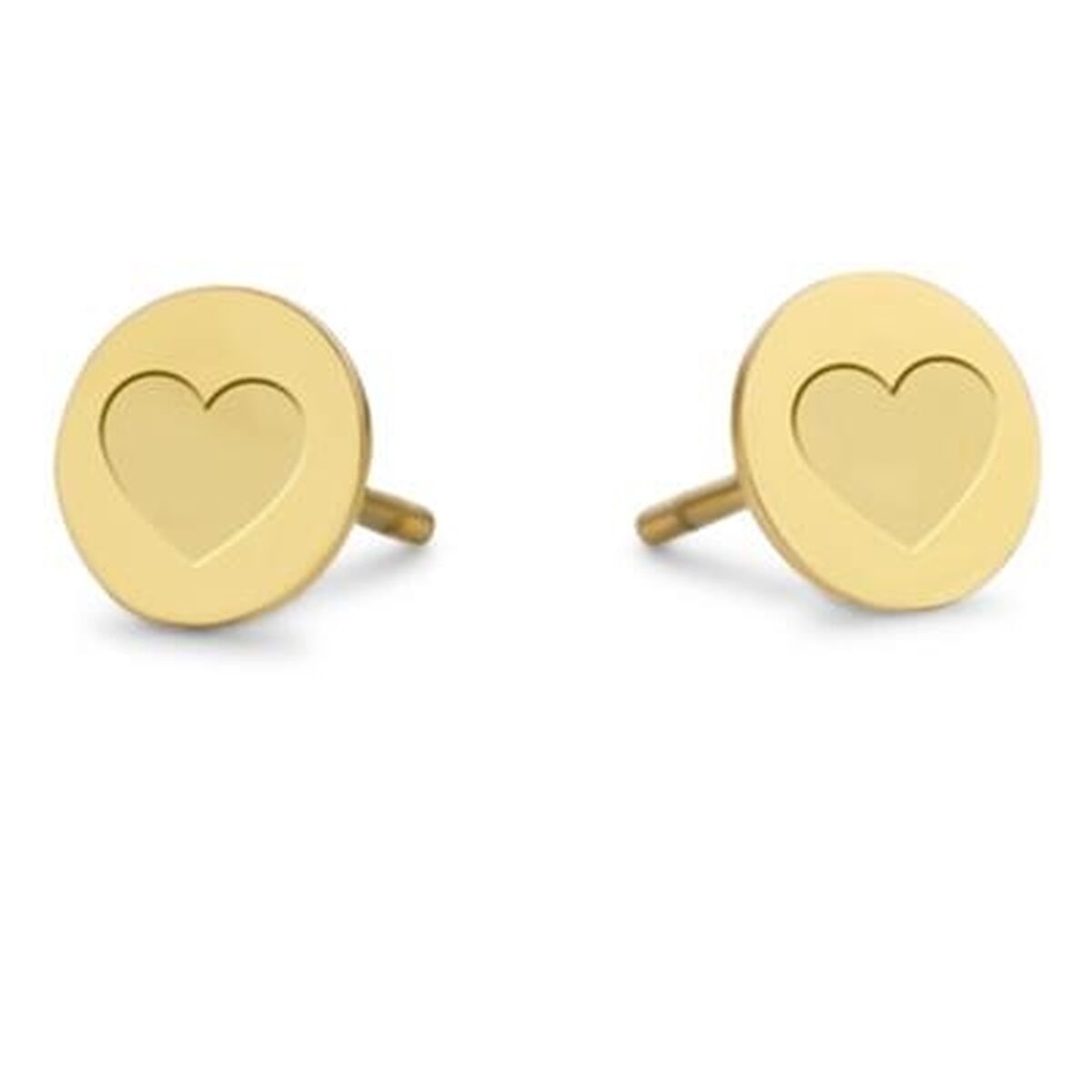 Gouden CO88 Collection oorbellen met hartvormige uitsparing, elegant en duurzaam design.