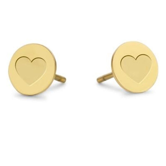 Gouden CO88 Collection oorbellen met hartvormige uitsparing, elegant en duurzaam design.