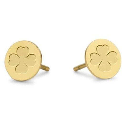 Gouden CO88 Collection oorbellen met elegante klaver vorm, perfect voor dagelijks gebruik.