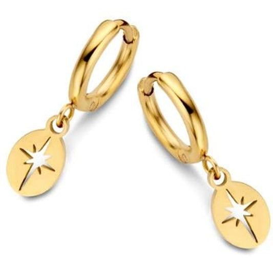 Gouden elegante oorbellen van CO88 Collection met stervormige hangers.