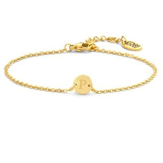 Gouden CO88 Collection armband voor dames met elegante schakel en een ronde bedel.