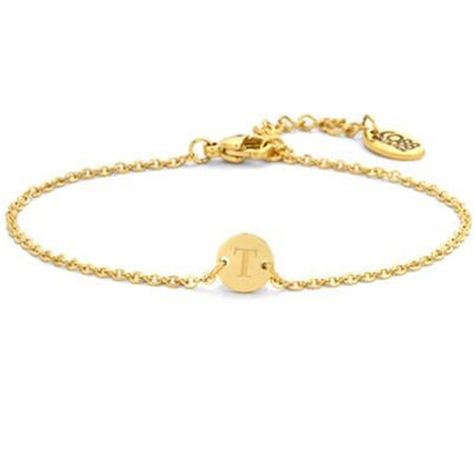 Gouden armband van CO88 Collection met een elegante schakel en een ronde bedel.