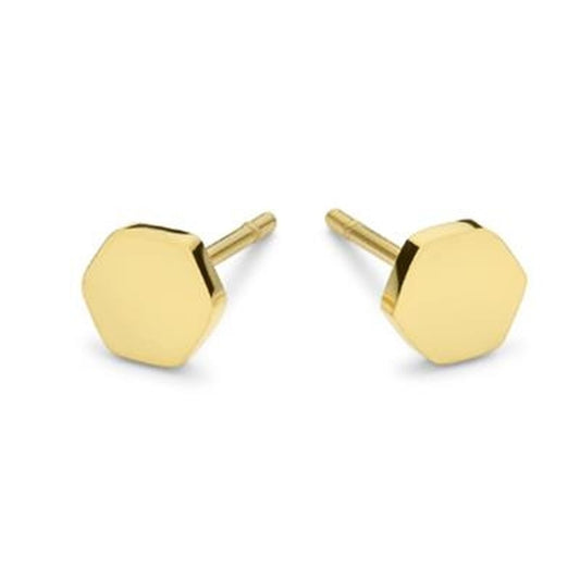 Gouden hexagonale oorbellen van CO88 Collection, elegant en tijdloos ontwerp.