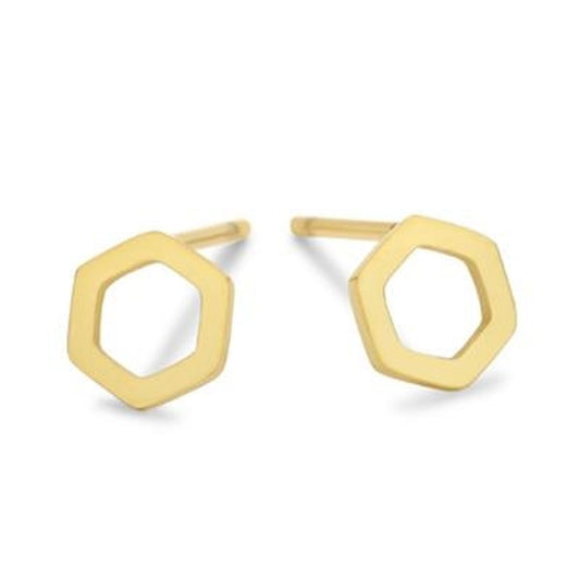 Gouden CO88 Collection oorbellen met een elegant hexagonaal ontwerp.
