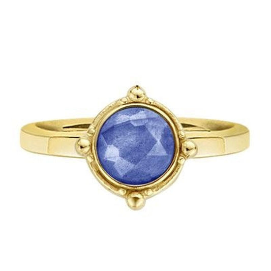 Gouden ring van CO88 Collection met blauwe edelsteen in elegante stijl.